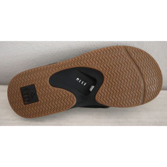 Reef Men's Sz 14 Black/Silver Fanning Flip-Flop Sandals w/Built-In Bottle Opener - Picture 9 of 15